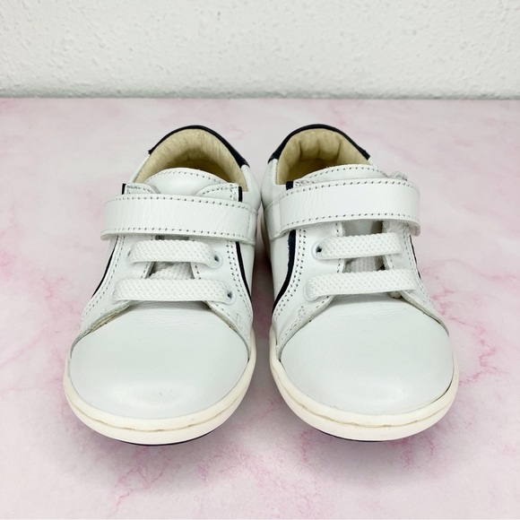 Jacadi Paris smooth leather trainers white and navy sneakers size 21 or 5 infant - Picture 2 of 11